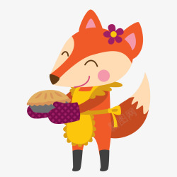 狐狸蛋糕手绘插画做蛋糕的狐狸矢量图高清图片