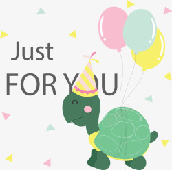慢慢爬可爱乌龟生日贺卡矢量图高清图片