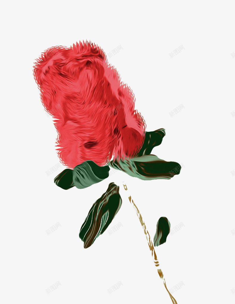 红玫瑰图案png免抠素材_新图网 https://ixintu.com 一朵玫瑰花 红玫瑰 绿叶红花