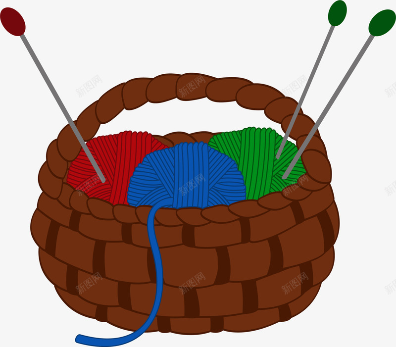 咖啡色卡通篮子png免抠素材_新图网 https://ixintu.com 卡通 咖啡色 毛线 篮子 线团 装饰图案 针织