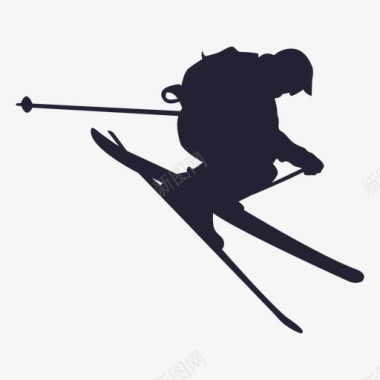 手绘滑雪人物轮廓图标图标