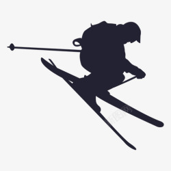 飞速滑雪的人手绘滑雪人物轮廓图标高清图片