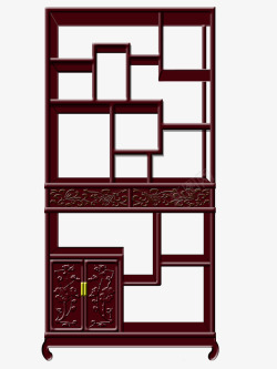 蓝黑色中式柜子中国风柜式古董架高清图片