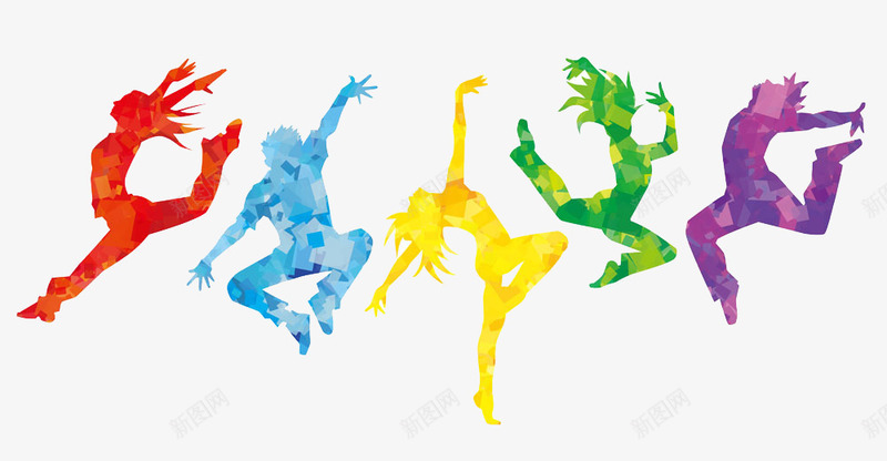 跳跃的彩色人合集png免抠素材_新图网 https://ixintu.com 人物 合集 彩色人 彩色人物剪影 爵士舞 现代舞 舞蹈 跳舞
