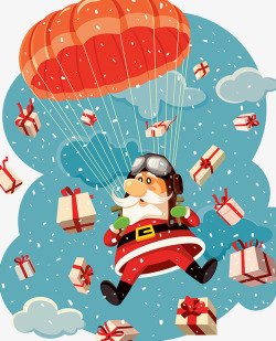 红色跳伞运动员2018缤纷圣诞节卡通插画高清图片