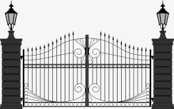 大门铁艺线条简单的铁门高清图片