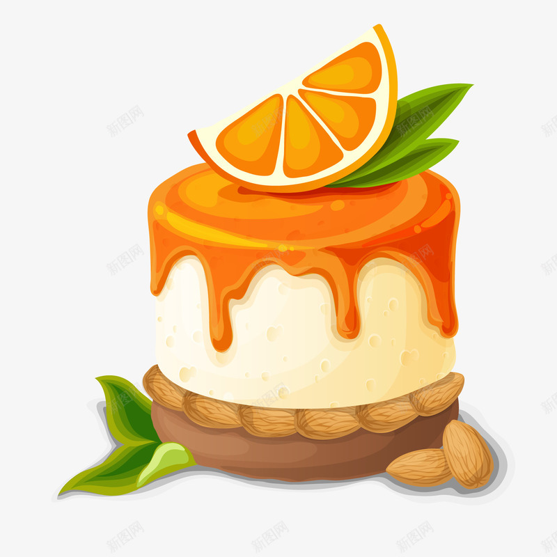 卡通橙子蛋糕png免抠素材_新图网 https://ixintu.com 卡通 橙子 水果 烘培坊 美食 蛋糕 食物