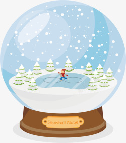 圣诞节水晶球矢量素材冬天滑冰场水晶球矢量图高清图片
