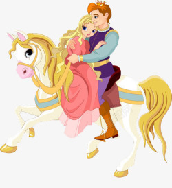 白马背景王子与公主高清图片