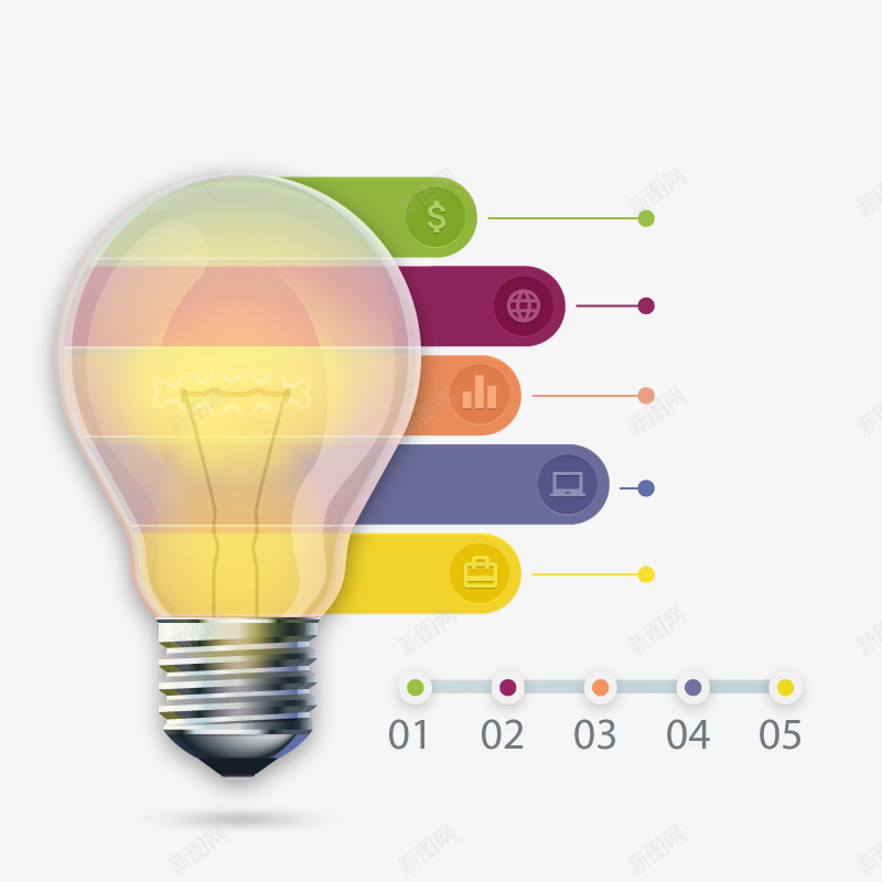 PPT灯泡png免抠素材_新图网 https://ixintu.com PPT素材 商务 数据 节点
