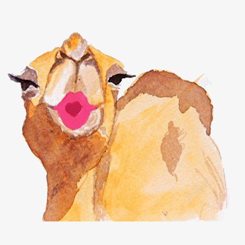 创意骆驼png免抠素材_新图网 https://ixintu.com 动物 化妆 口红 嘴唇 沙漠 骆驼