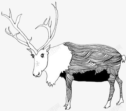 手绘动物png免抠素材_新图网 https://ixintu.com 圣诞节 复古 复古图片 手绘动物 涂鸦 线描 麋鹿