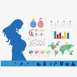 孕妇和数据图矢量图素材