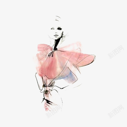 时尚涂鸦女人png免抠素材_新图网 https://ixintu.com 卡通 女人 手绘 插画 水彩 涂鸦 粉色