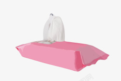 粉红色塑料包装的湿纸巾实物素材