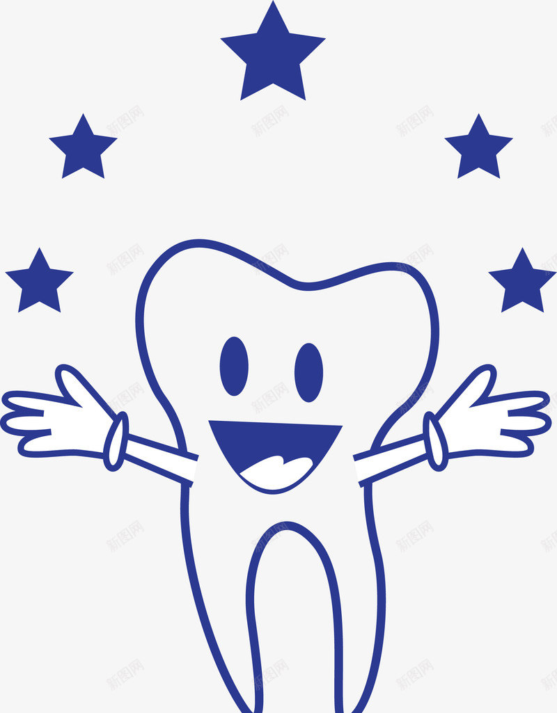 手绘开心的蓝色牙齿图标png_新图网 https://ixintu.com 五角星 人体器官 开心 微笑 微笑表情 手绘牙齿 清洁 牙 牙齿 牙齿微笑 牙齿笑容 矢量牙齿