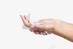擦手抹布用湿纸巾拭擦着手臂高清图片