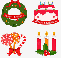 福字贴免费下载圣诞节手绘节日棒棒糖花环蛋糕蜡高清图片