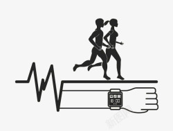 健康管理画册卡通跑步的人图高清图片