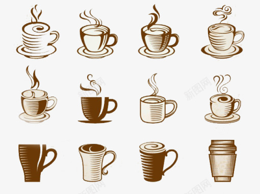 多个咖啡杯咖啡类型图标图标