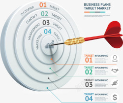 创意四色飞镖数据分析图表矢量图高清图片