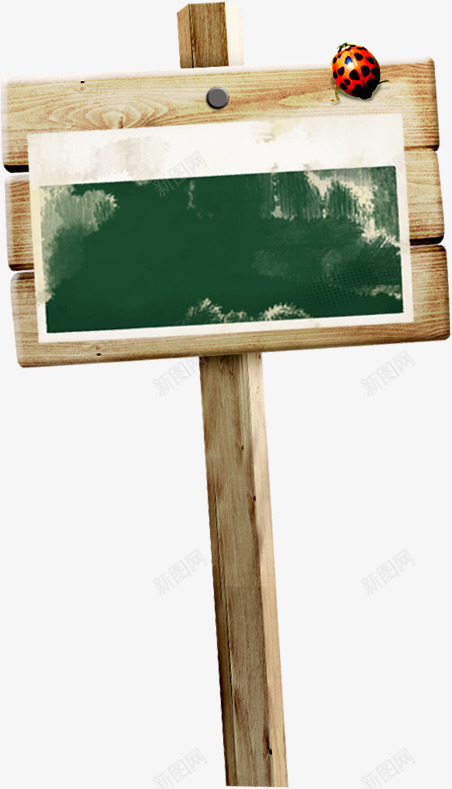 手绘绿色黑板木板瓢虫png免抠素材_新图网 https://ixintu.com 木板 瓢虫 绿色 设计 黑板