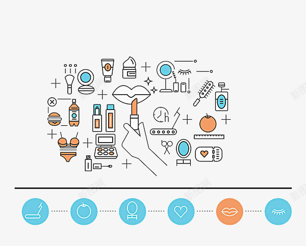 手绘图标化妆品png_新图网 https://ixintu.com 假睫毛 口红 嘴唇 比基尼 睫毛 睫毛膏 睫毛膏模特