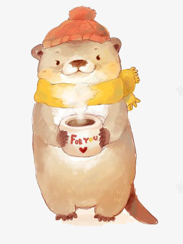 水彩小熊png免抠素材_新图网 https://ixintu.com 卡通 可爱 小熊 手绘 棕色 水彩 温暖 红色帽子 茶 装饰