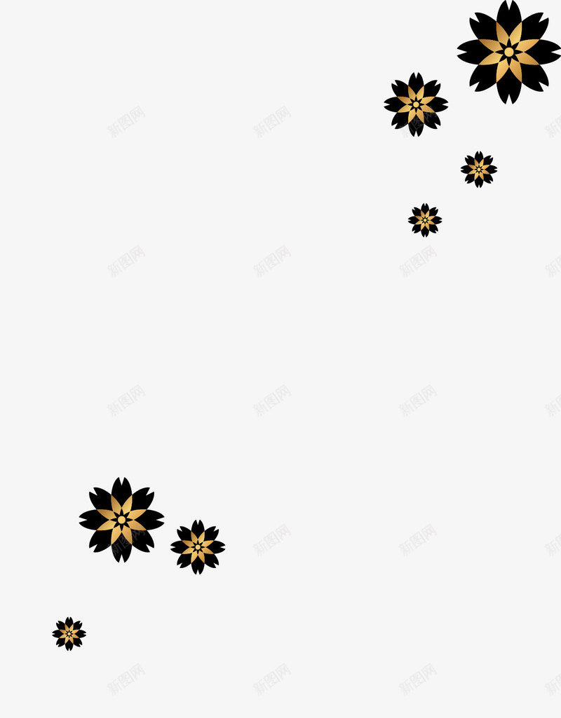 黑色装饰花朵png免抠素材_新图网 https://ixintu.com 漂浮 漂浮素材 花朵 装饰 黑金花朵