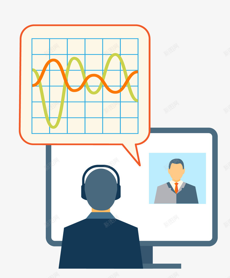 远程会议矢量图eps免抠素材_新图网 https://ixintu.com 会议 数据表 矢量素材 远程 矢量图