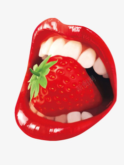 嘴巴里的草莓素材
