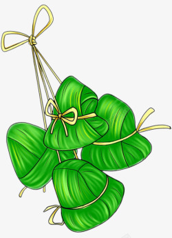 绿色艺术手绘粽子端午节日素材