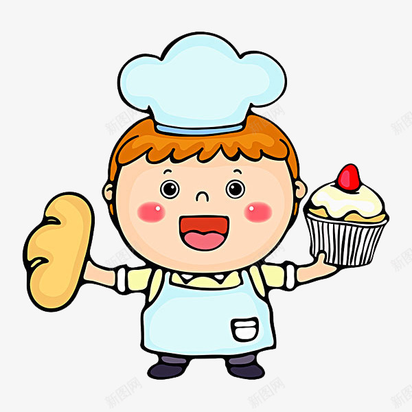 甜点师傅png免抠素材_新图网 https://ixintu.com 卡通 厨师 可爱的 帅气的 师傅 手绘 蛋糕 高兴地