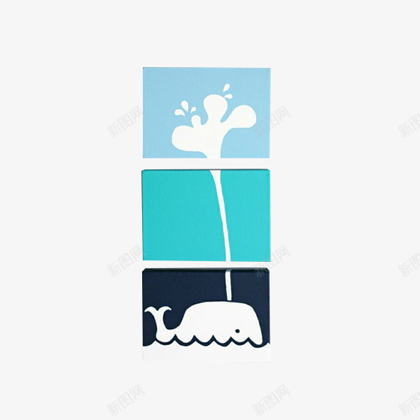墙上装饰psd免抠素材_新图网 https://ixintu.com 三联画 可爱手绘 墙上装饰品 海豚喷水 装饰品