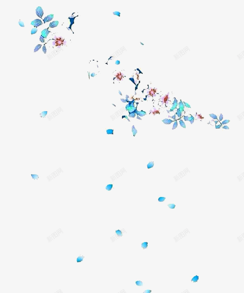 蓝色清新花朵花瓣漂浮png免抠素材_新图网 https://ixintu.com 清新 漂浮素材 花朵 花瓣 蓝色