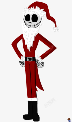 僵尸装扮万圣节穿圣诞衣服的骷髅头高清图片