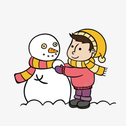 堆雪人男孩冬季冬天卡通保暖男孩堆雪人矢量图高清图片