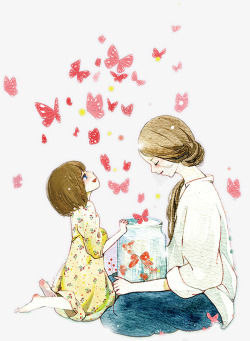 给妈妈的一份爱母亲节给妈妈的爱水彩插画高清图片