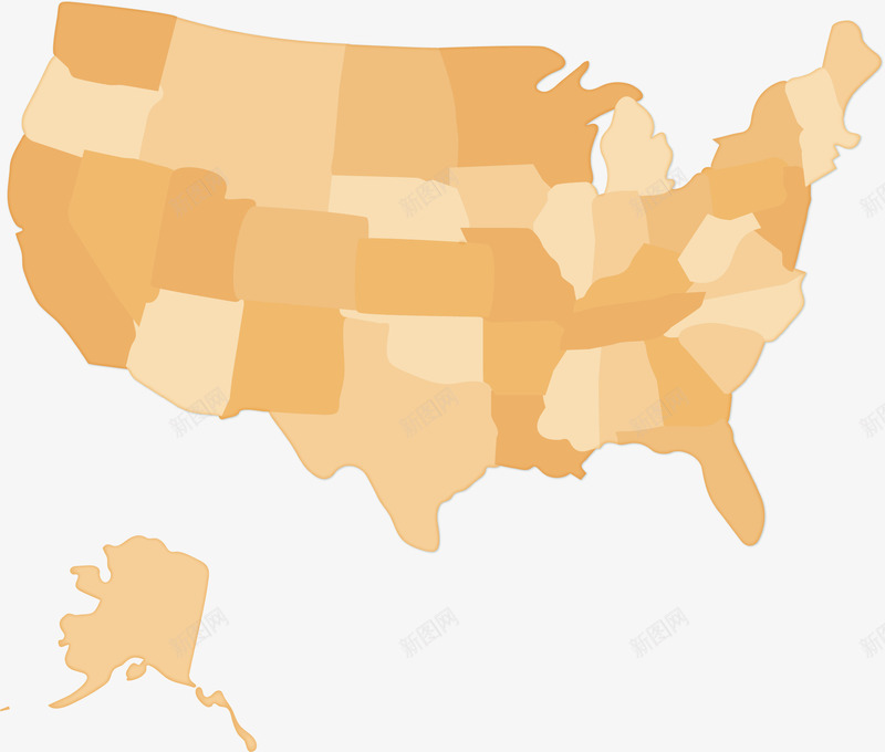 美国地图png免抠素材_新图网 https://ixintu.com 卡通 手绘 美国地图