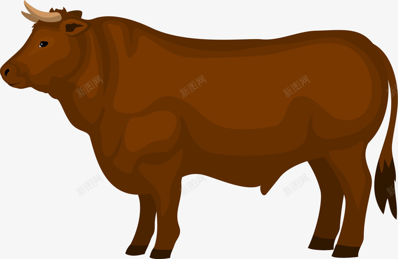 咖啡色卡通小牛png免抠素材_新图网 https://ixintu.com 农场 咖啡色小牛 家畜 牧场 牲畜 装饰图案