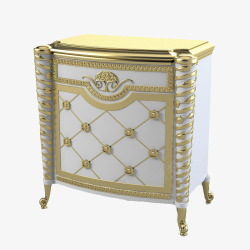 浅色金边方形床头柜白色金边欧式床头柜高清图片