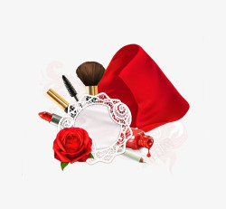 化妆品与红玫瑰素材