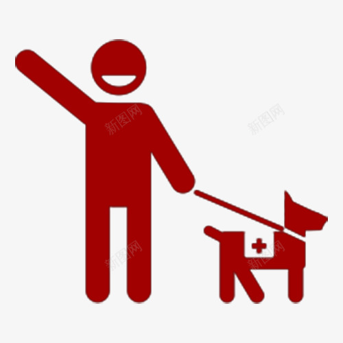 红色残疾人标志图标png_新图网 https://ixintu.com 失明 导盲犬 带领 残疾人 残疾人标志