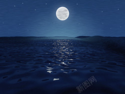 海波素材海洋海水海波月亮高清图片