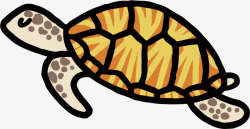 游动海龟海洋生物手绘游动的海龟高清图片