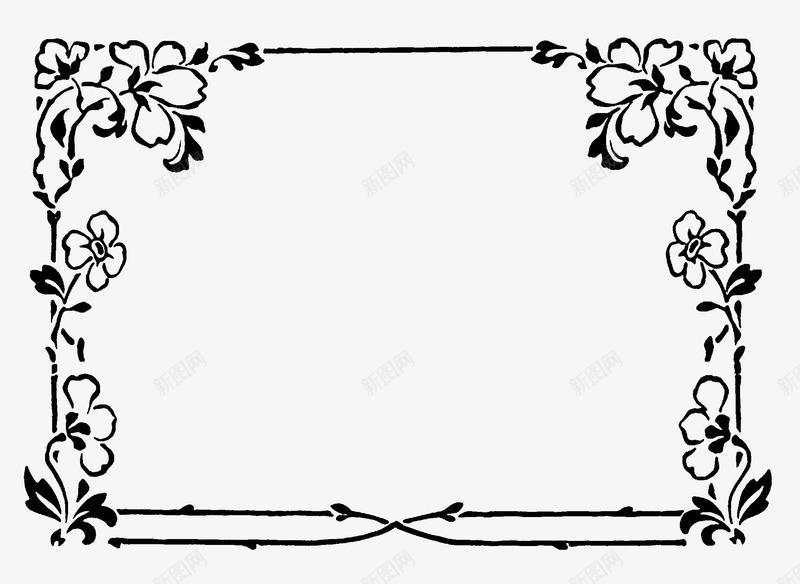 淡雅手绘花朵边框png免抠素材_新图网 https://ixintu.com 传统装饰 传统边框 古典边框 窗户框 花纹边框 边框