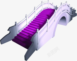 卡通拱桥卡通紫色阶梯拱桥七夕高清图片
