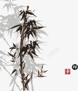 竹子剪影中国风水墨画竹艺术矢量图高清图片