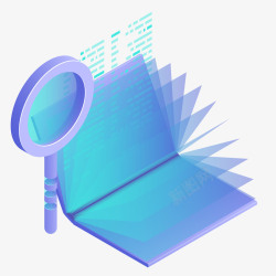 放大镜数据图标蓝色科技笔记本元素矢量图高清图片