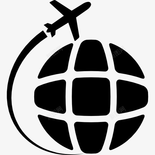 飞机环游世界图标png_新图网 https://ixintu.com 世界 国际机场的图标 地球 旅游 旅行 网格 运输 飞机